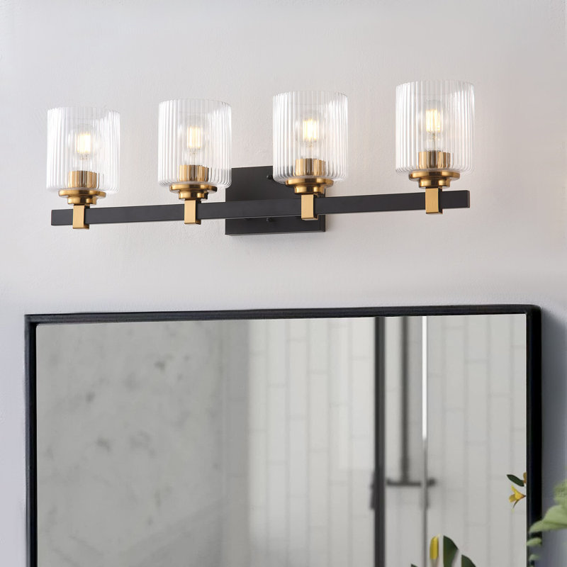 AIWEN 4-Light UL Listed Modern Vanity Lighting with Texture Glass Shade ...